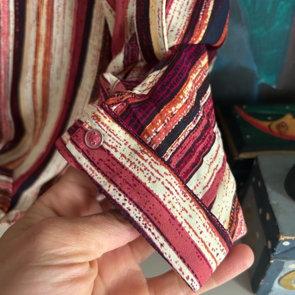 Zac & Rachel Red and Cream Striped Blouse - Picture 4 of 15